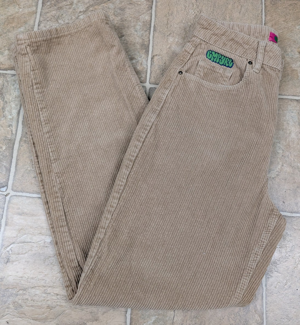 Empyre sz 4 Tori Corduroy Pants skater baggy relaxed tan 100% cotton 0988